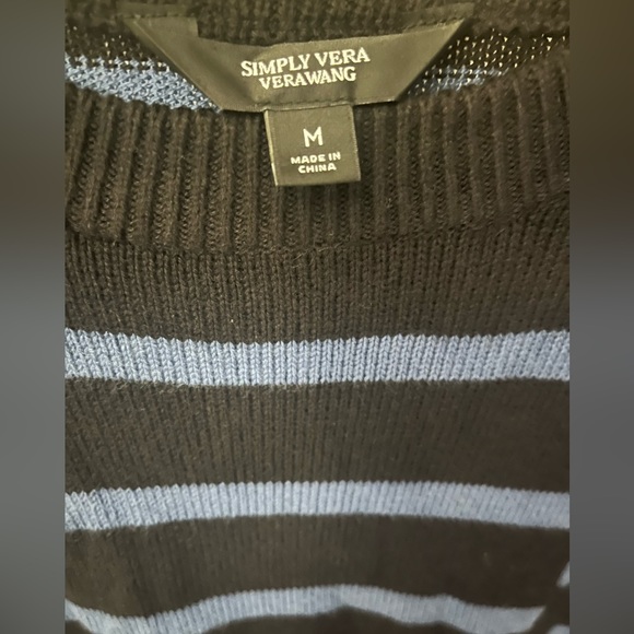 NWT New Simply VERA WANG  Asymmetric Sweater Pullover Long Sleeve Blue Black - Picture 4 of 6